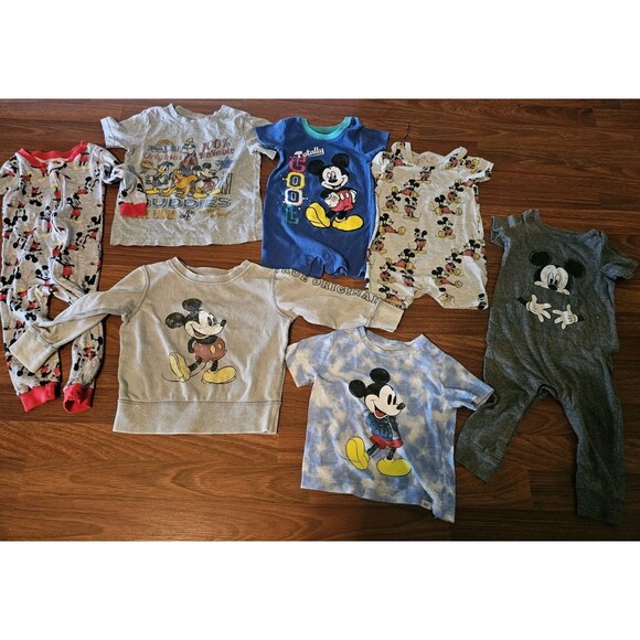 18-24m 2t Disney Mickey Mouse Toddler Clothes Bundle Lot Shirt, Pj, Romper - Picture 1 of 8